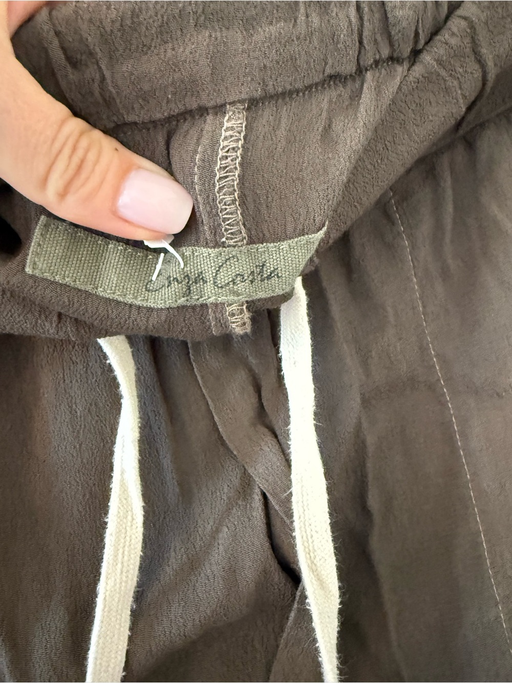 Enza Costa Brown Cropped Drawstring Pants